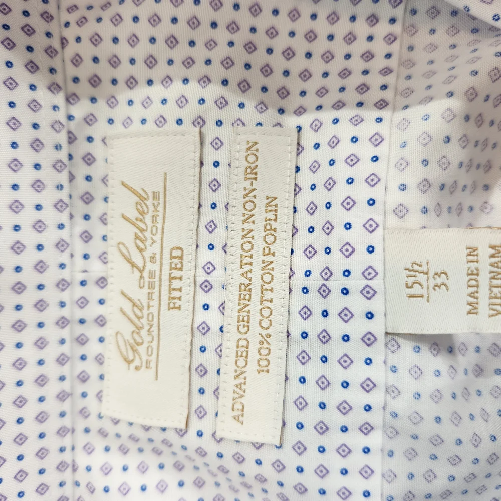Roundtree & Yorke White and Blue Patterned Dress Shirt - Picture 2 of 13